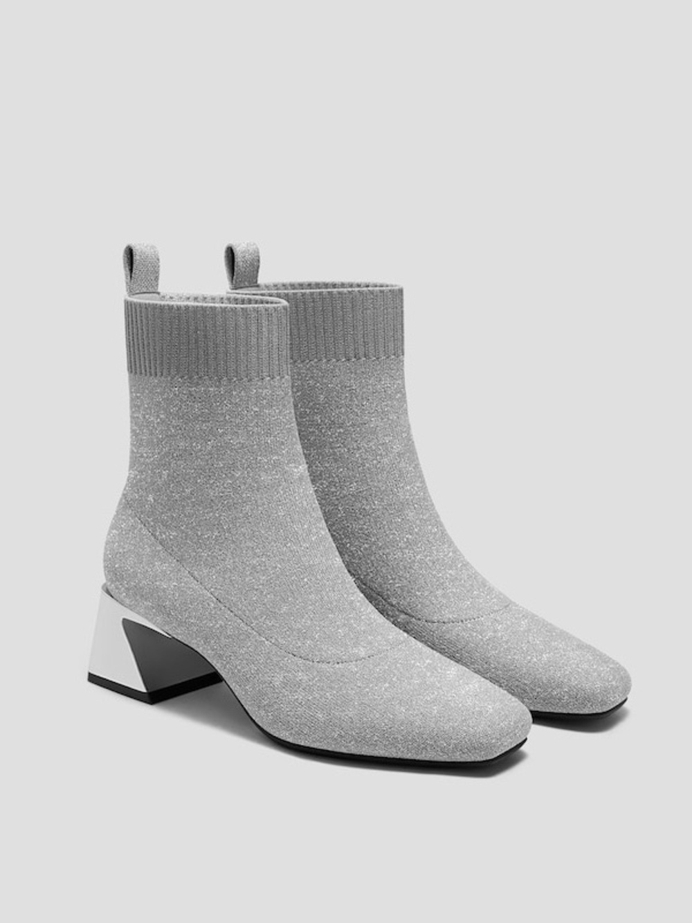 Vivaia Square-Toe Block Heeled Boots (Regina Pro) silver grey size 40